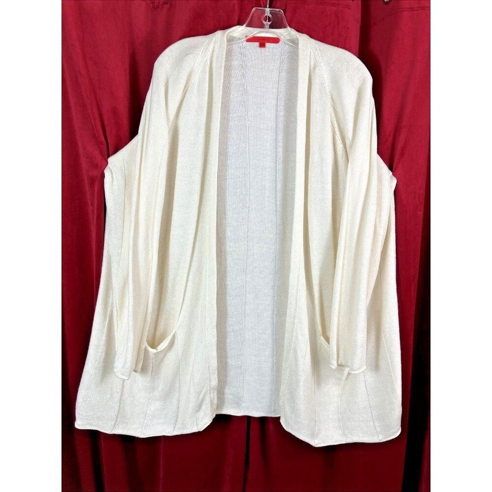 Sz 3  Shamask Ivory Silk Linen Blend Knit Tank Cardigan Tunic